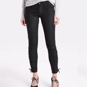 Polo Ralph Lauren Tompkins skinny Lace-Up coated Jeans black Sz 27 NWT $245